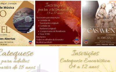 Inscrições Abertas para Catequese, Casamento Comunitário e Escola de Música